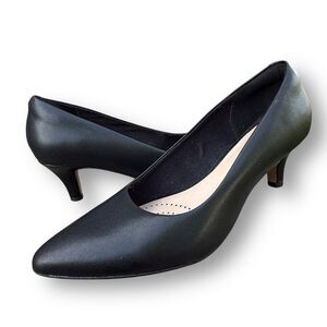 Clarks Linvale Jerica Black Leather Pumps Business Dress Women's size 8 W Heels